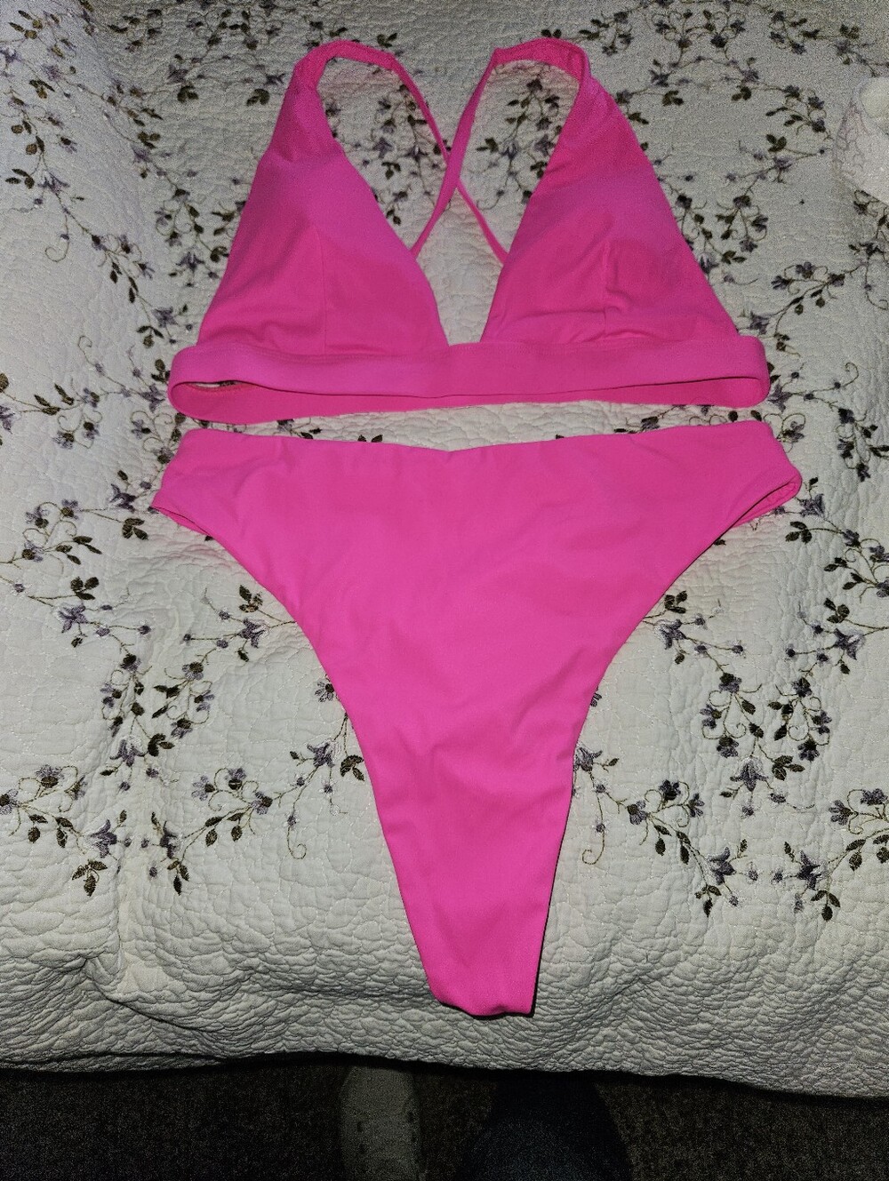 Hot Pink Triangle Bikini Set